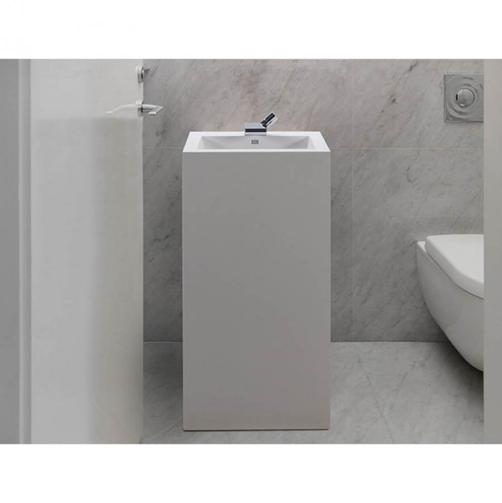 PETRA SCULPTURESTONE PEDESTAL SINK - MATTE WHITE (19X17)