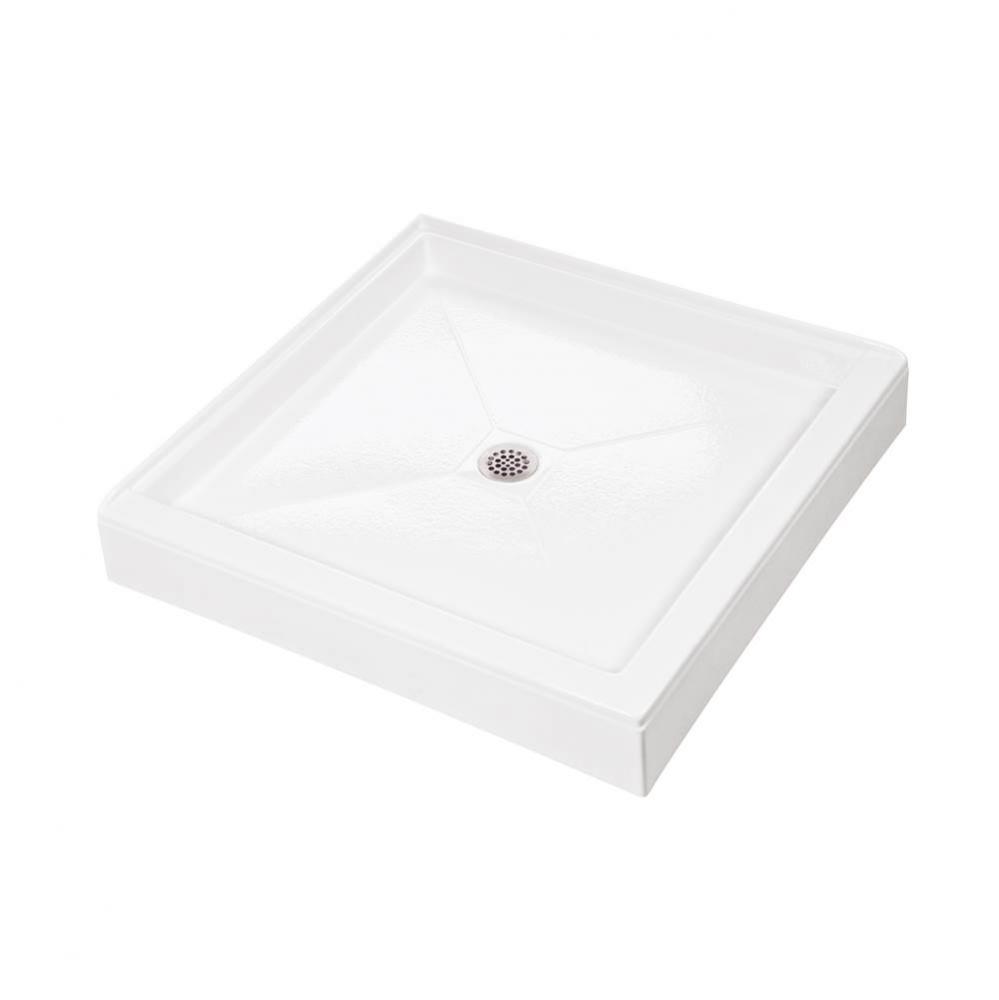 36X36 Dual Threshold Bone Center Drain Shower Base W/ 2-Sided Integral Tile Flange