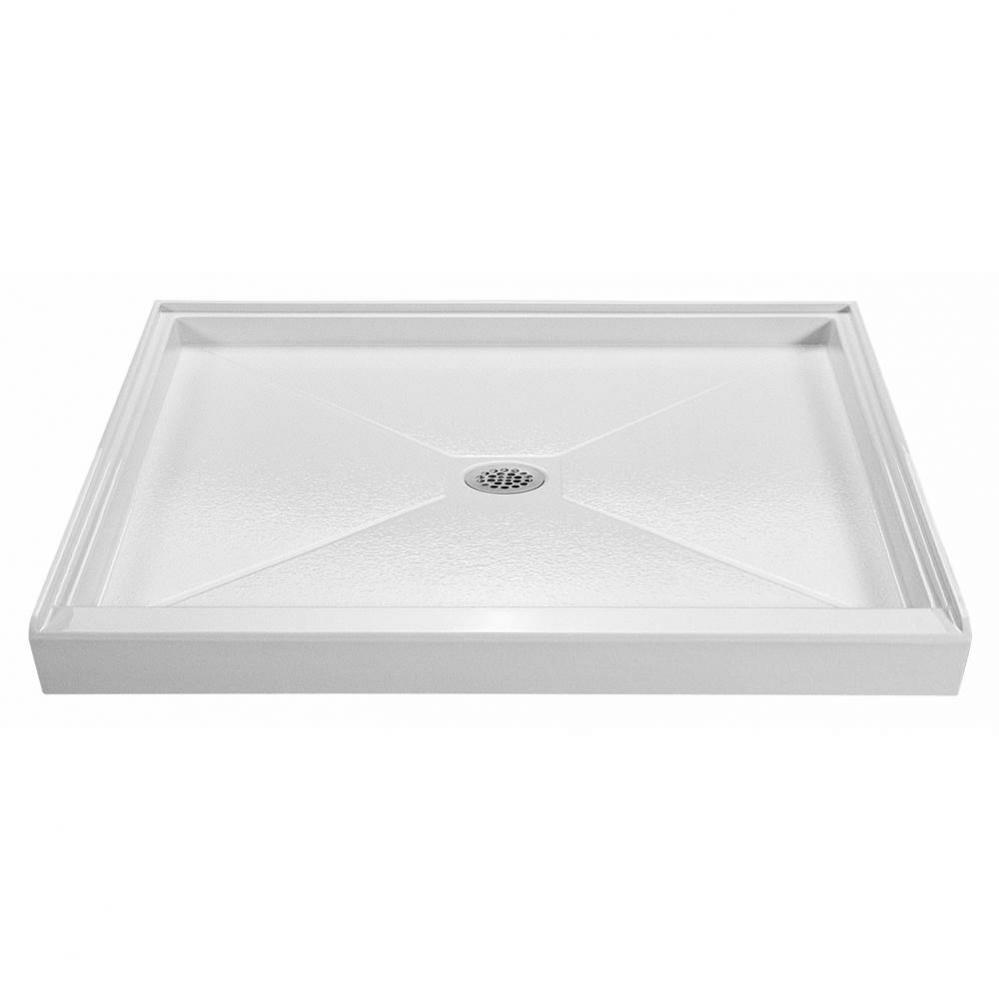 4236 Acrylic Cxl Center Drain 42'' Threshold 3-Sided Integral Tile Flange - Biscuit