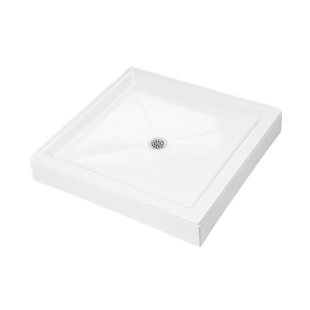 48X48 Dual Threshold Bone Center Drain Shower Base W/ 2-Sided Integral Tile Flange