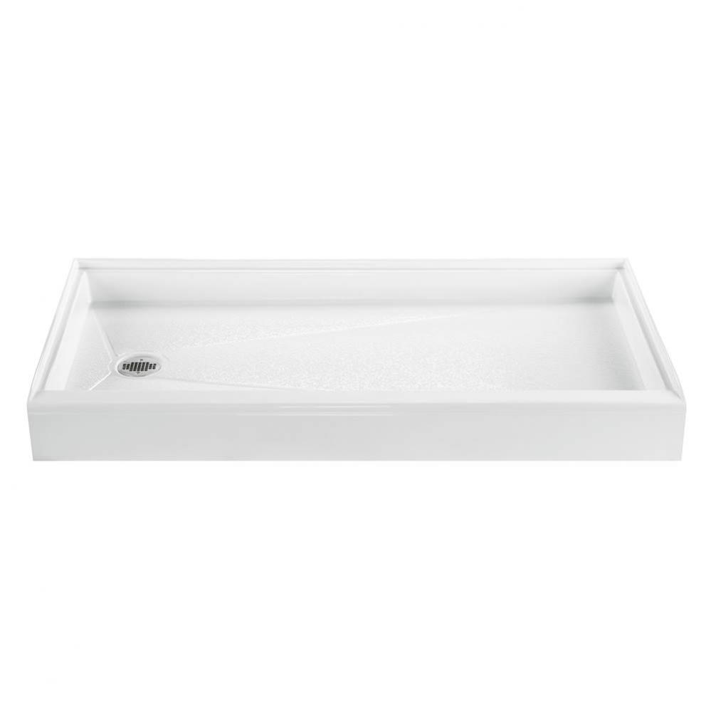 60X32 Bone Left Hand Drain Shower Base W/ 3-Sided Integral Tile Flange