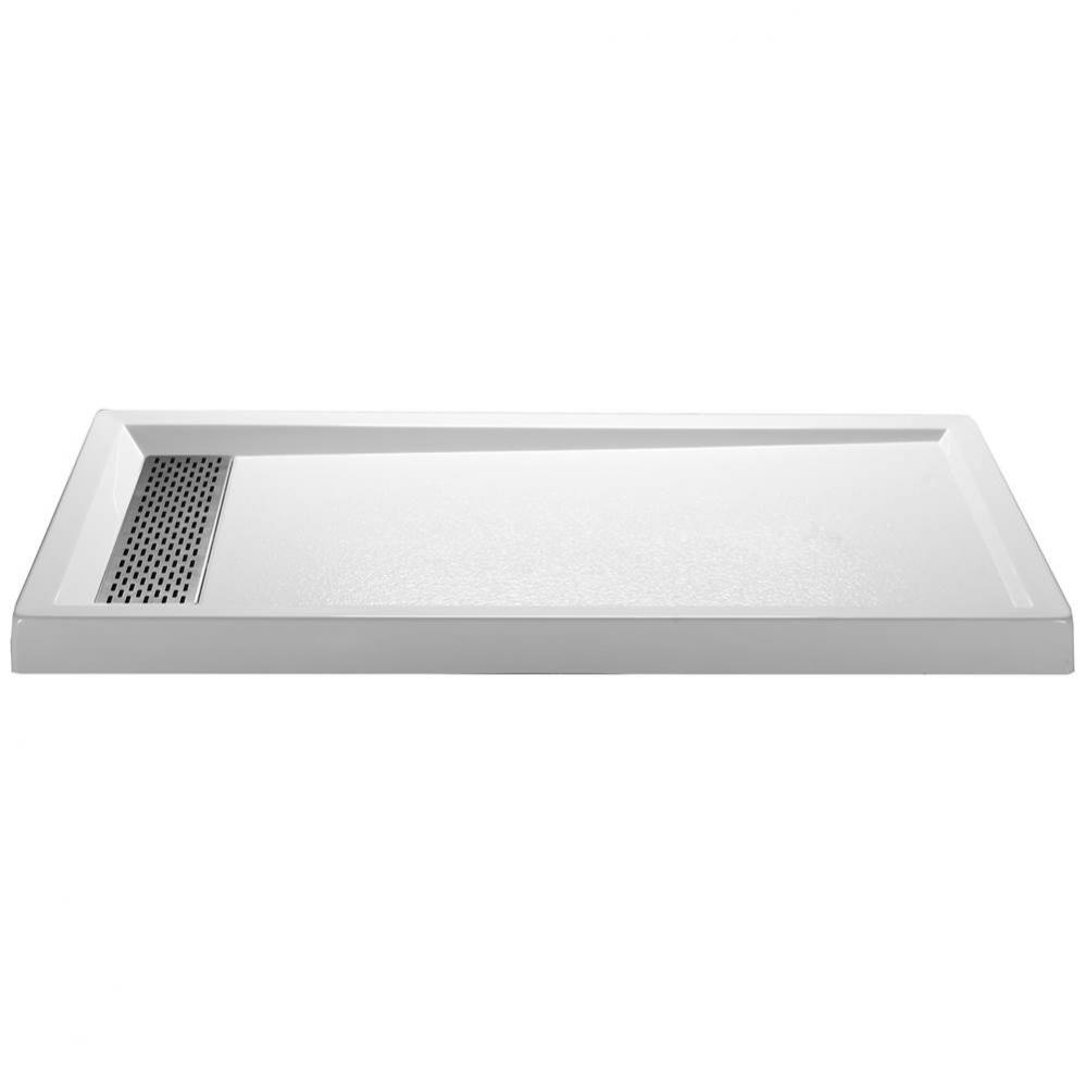 6032 Acrylic Cxl Lh Hidden Drain Multi Threshold - White