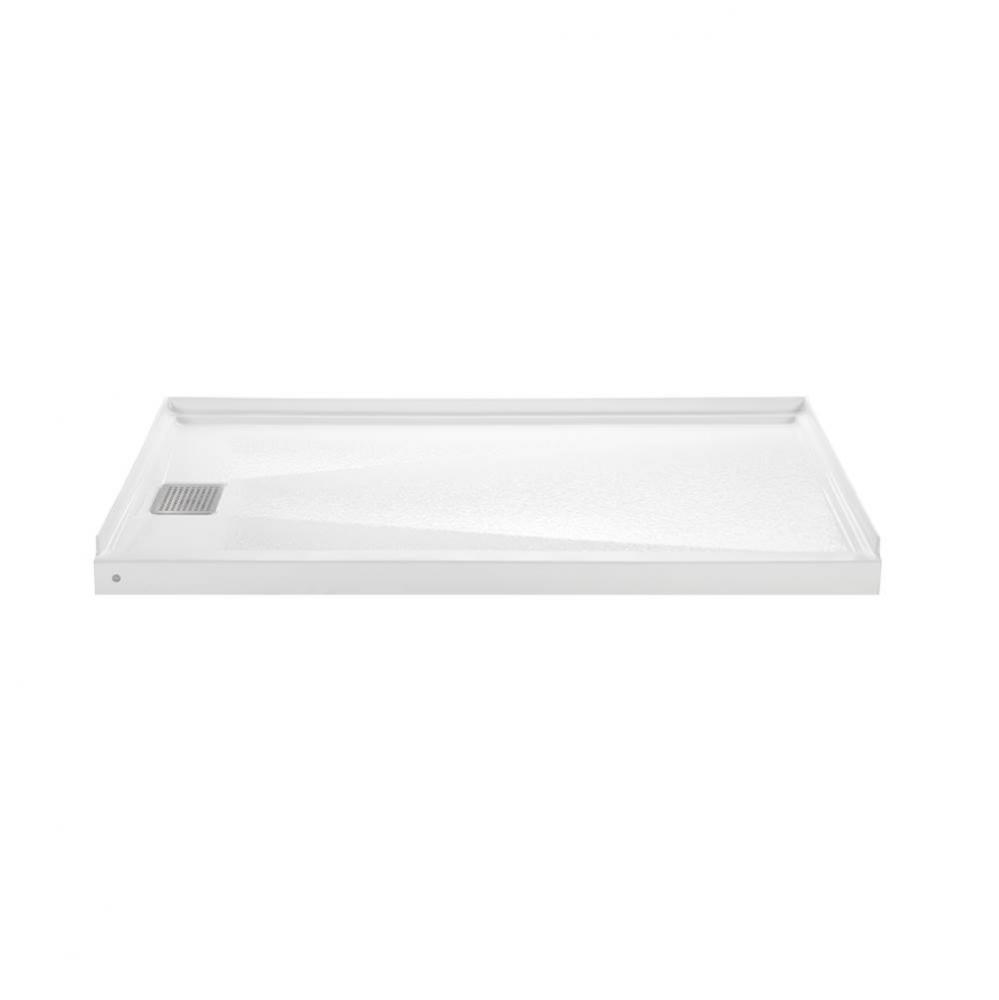 6032 Acrylic Cxl Rh Drain  60'' Threshold 3-Sided Integral Tile Flange - White