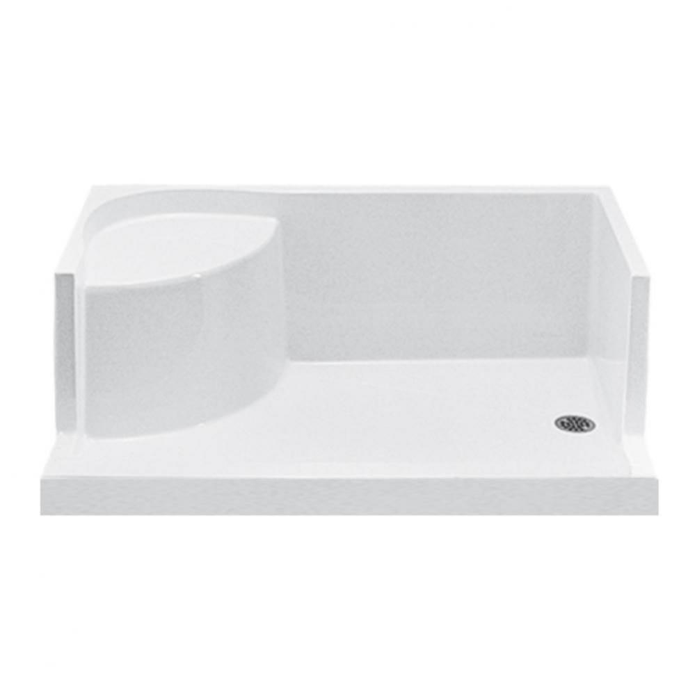 6036 Acrylic Cxl Lh Drain Integral Seat/Tile Flange - Biscuit