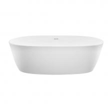 MTI Baths S220F-WH-GL - Elena Sculpturestone Freestanding Flat Rim Soaker - Gloss White (65X32)