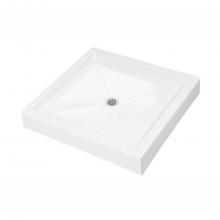 MTI Baths SB3232DT-BO - 32X32 Dual Threshold Bone Center Drain Shower Base W/ 2-Sided Integral Tile Flange