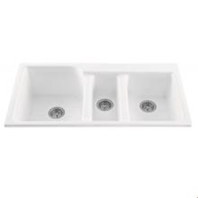 MTI Baths MBKS60-BI - 42X22 BISCUIT TRIPLE BOWL BASICS SINK-TRIUMPH