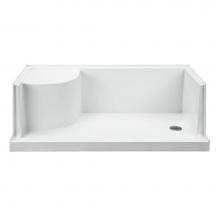 MTI Baths SB6030SEATWHRH - 6030 Acrylic Cxl Rh Drain Integral Seat/Tile Flange - White