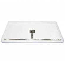 MTI Baths SB6042BF-WH - 6042 ACRYLIC CXL BARRIER FREE CENTER DRAIN 63'' THRESHOLD 3-SIDED INTEGRAL TILE FLANGE -