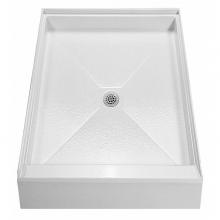 MTI Baths SB3660-BO - 36X60 Bone Center Drain Shower Base- Threshold On 36'' Side W/ 3-Sided Integral Tile Fla