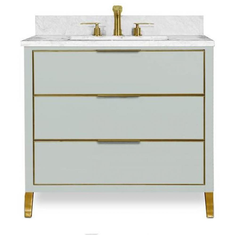 Muse Vanity Cabinet 36-in, Ocean Grey with Satin Brass