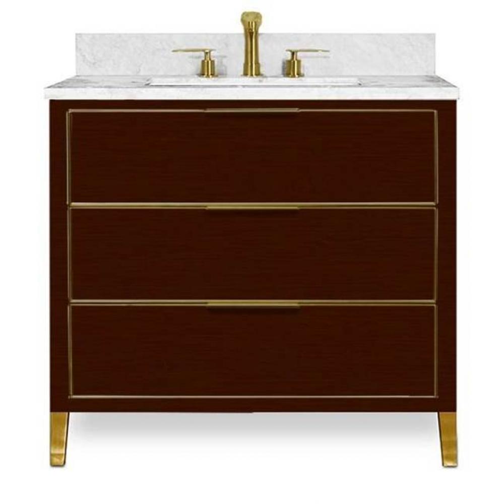 Muse Vanity Cabinet 36-in, Walnut Brown with Satin Brass