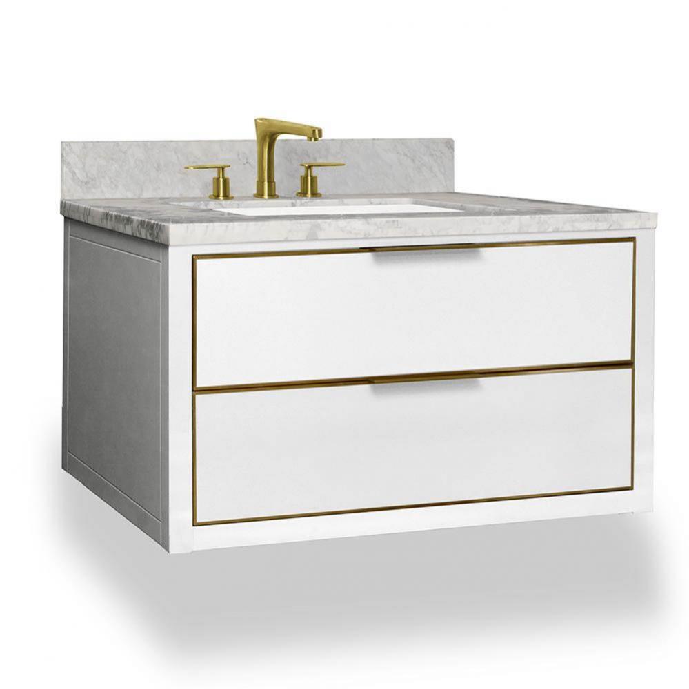 Muse Wallhung Vanity 36-in, Navy Blue with Satin Brass