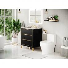 Icera V-5030.054 - Muse Vanity Cabinet 30-in, Matte Black with Satin Brass