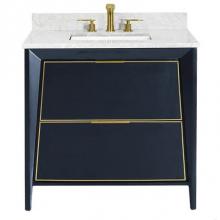 Icera V-3036.074 - Canto Vanity Cabinet, 36-in Navy Blue w Satin Brass