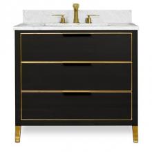 Icera V-5036.054 - Muse Vanity Cabinet 36-in, Matte Black with Satin Brass