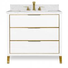 Icera V-5036.114 - Muse Vanity Cabinet 36-in, Matte White with Satin Brass