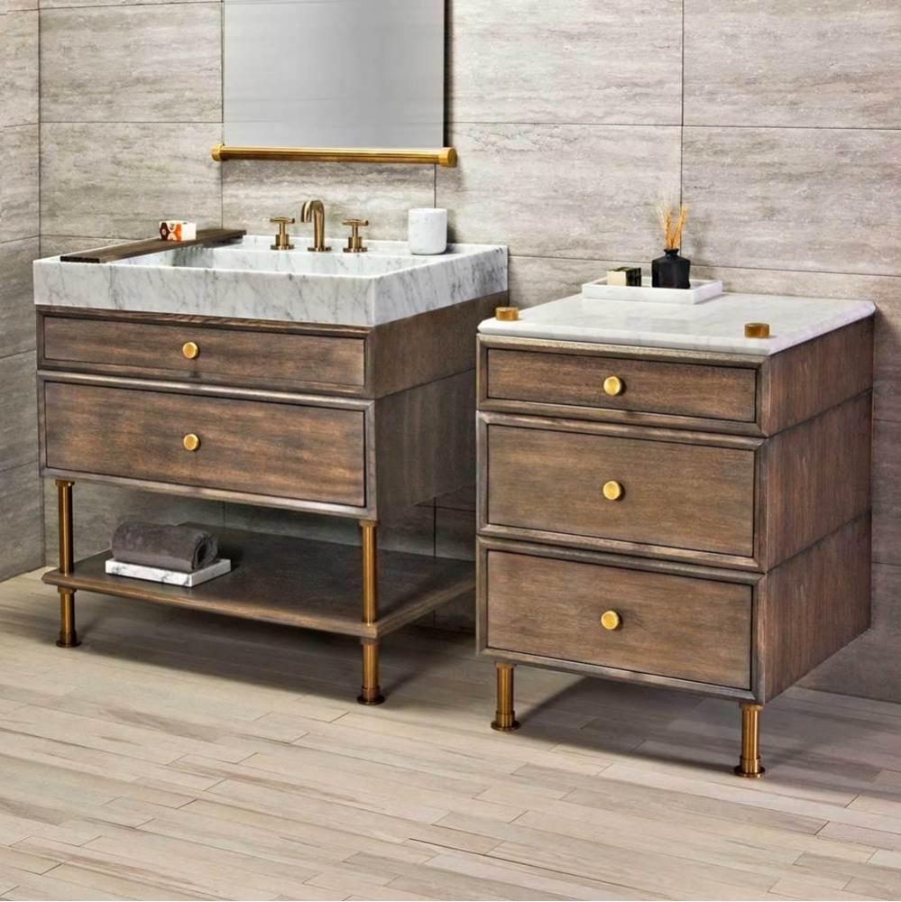 Elemental Vanity, With Split Drawers And Wood Shelf