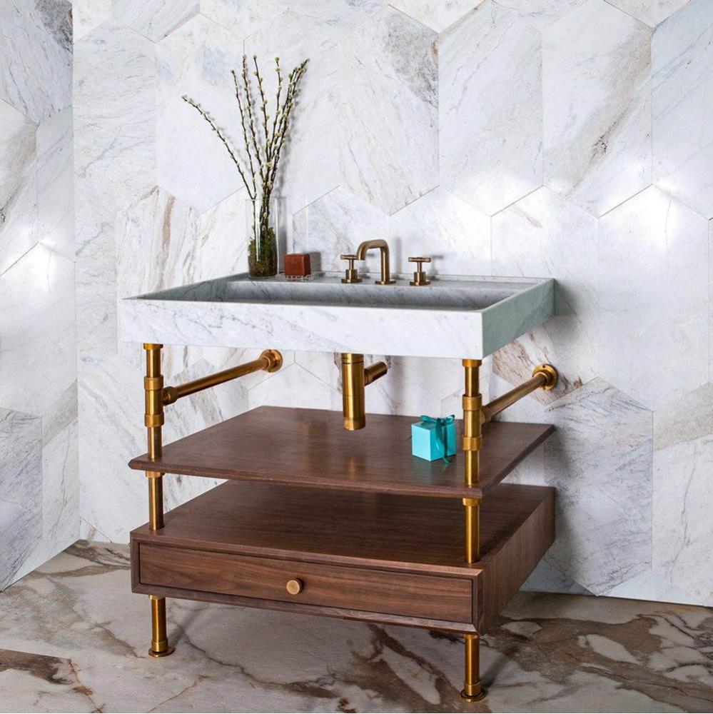 Elemental Console Vanity, 24'' W, With Drawer And Wood Shelf