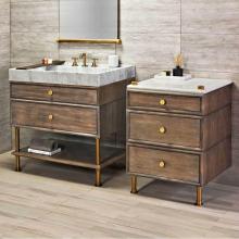 Stone Forest PFS-STG-24-AB-U610WS - Elemental Vanity, With Split Drawers And Wood Shelf