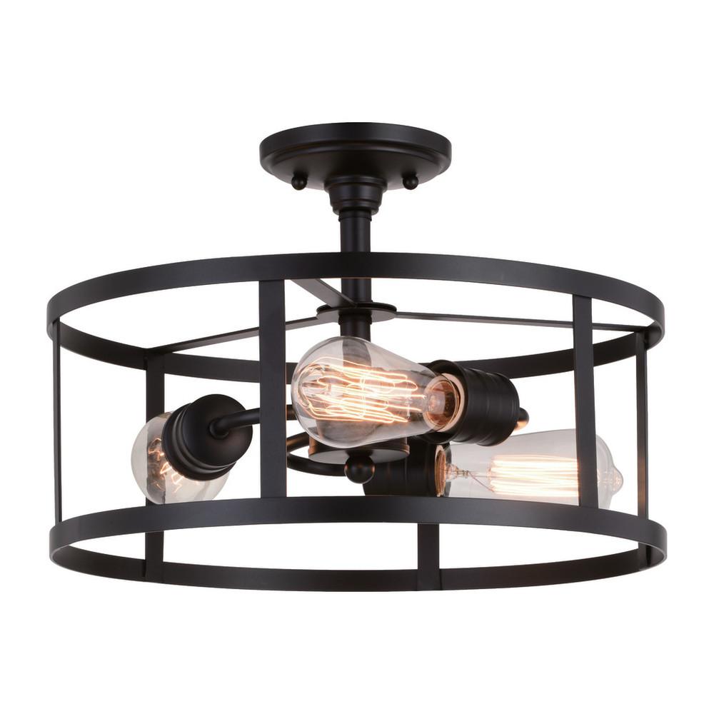 Akron 15-in. 3 Light Semi-Flush Mount Oil Rubbed Bronze