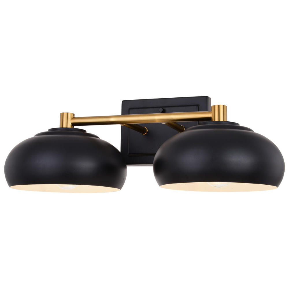 Belmont 2 Light Vanity Matte Black and Satin Brass