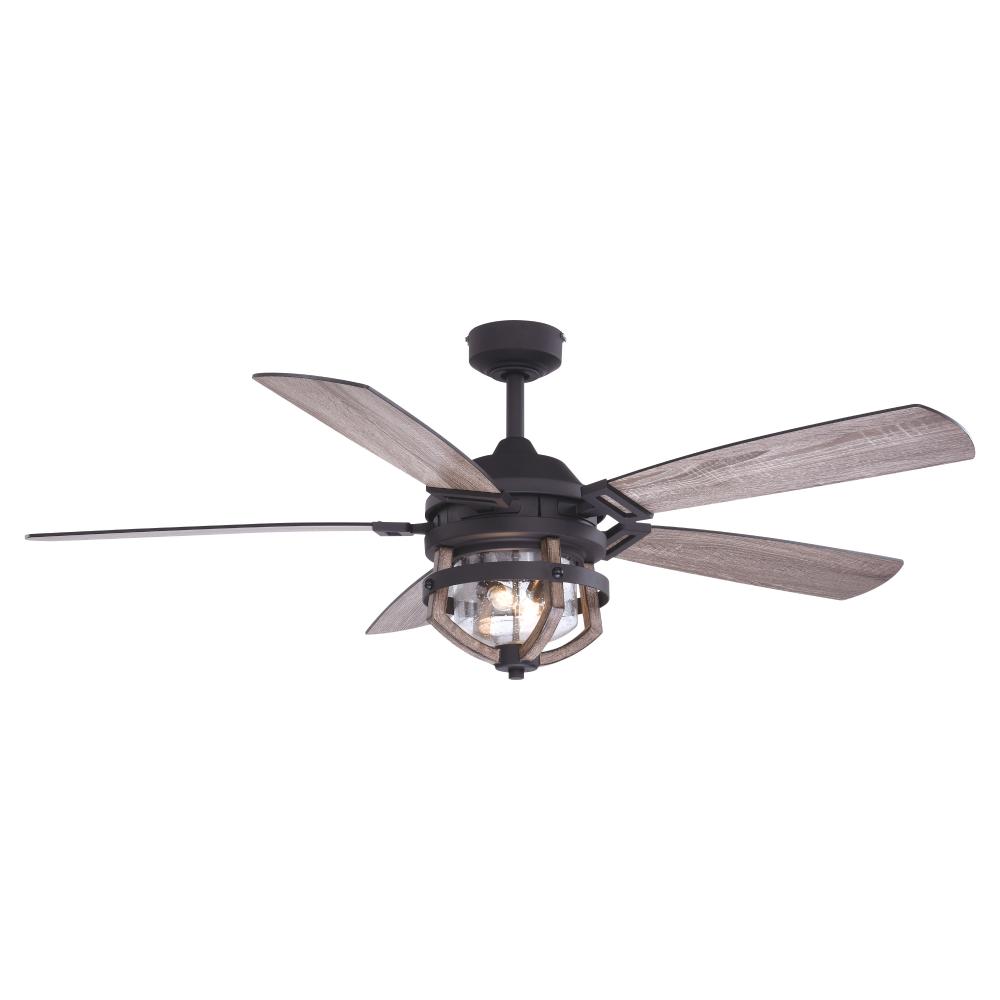 Barnes 54 in. W Ceiling Fan Matte Black with Rustic Oak