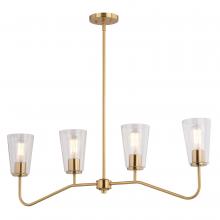 Vaxcel International H0287 - Beverly 36-in 4 Light Linear Chandelier Muted Brass