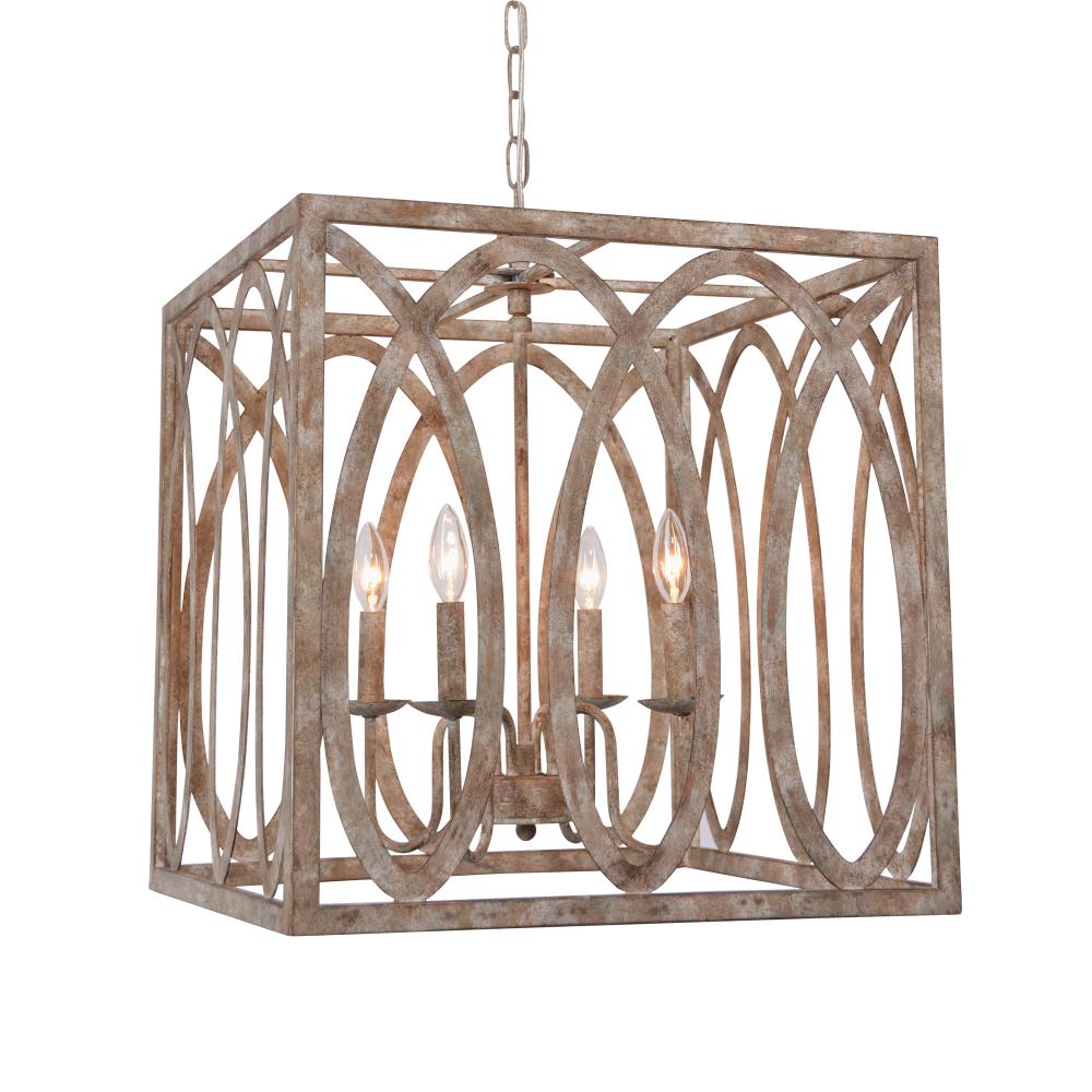 Palma  Cube Chandelier with Washed white finish