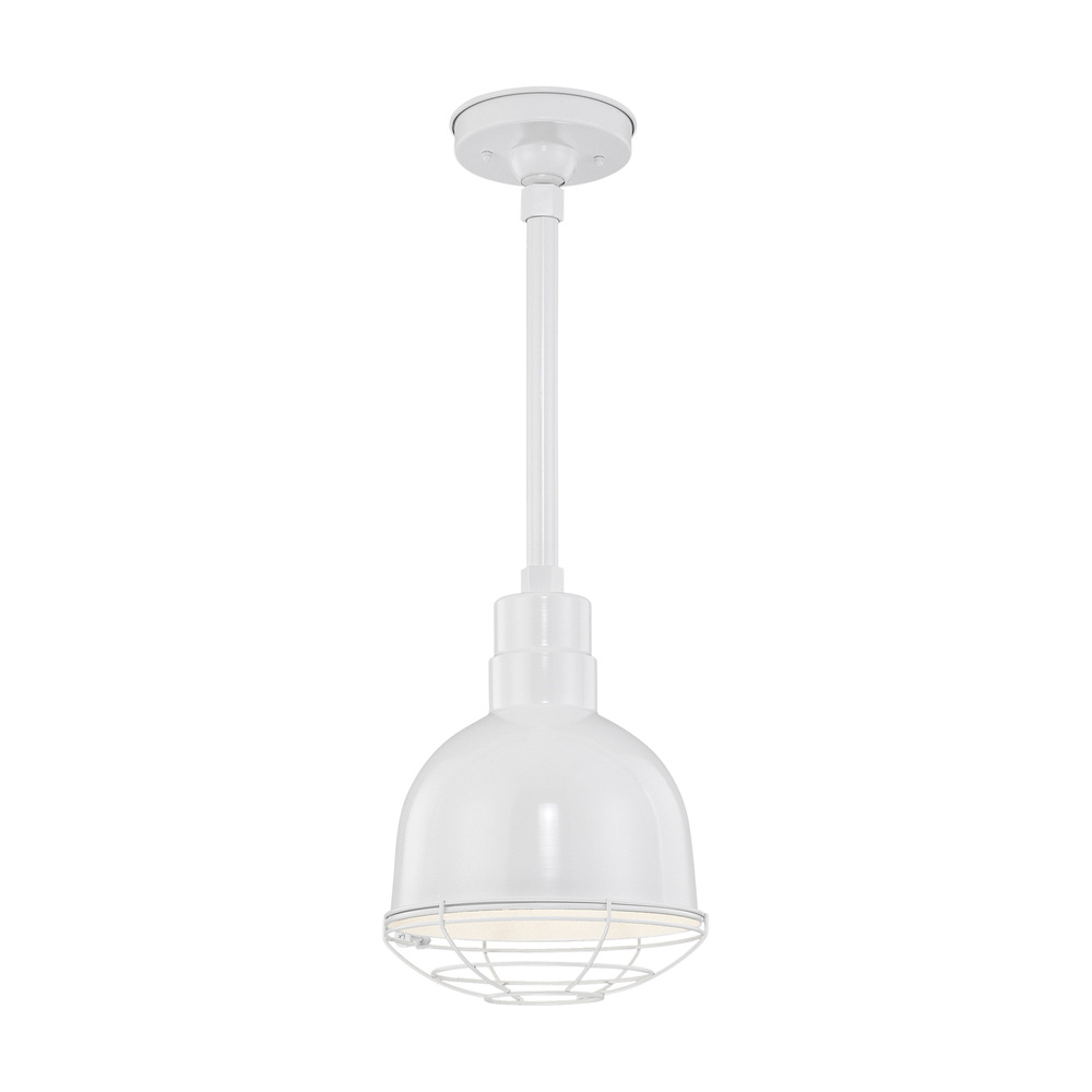 R Series 1-Light Stem Hung Deep Bowl Shade White