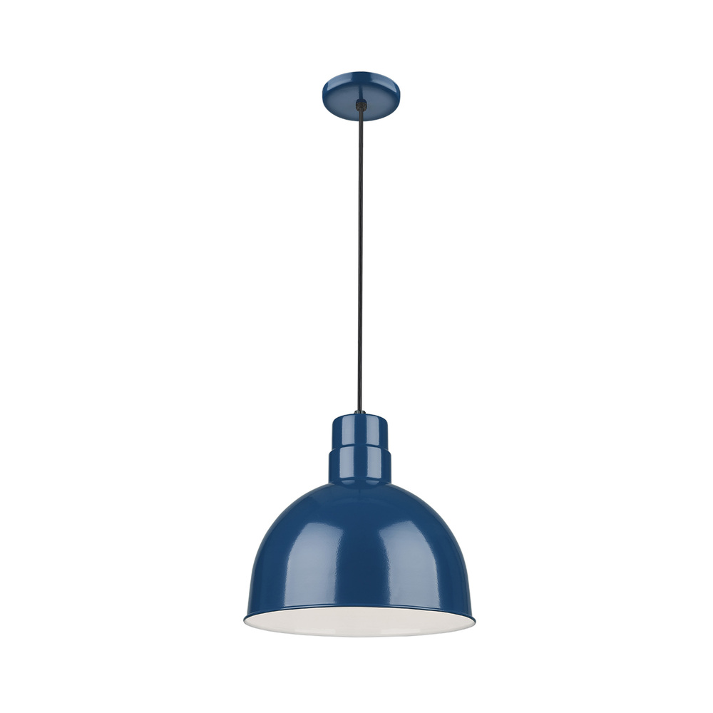 R Series 1-Light Cord Hung Deep Bowl Shade Navy Blue