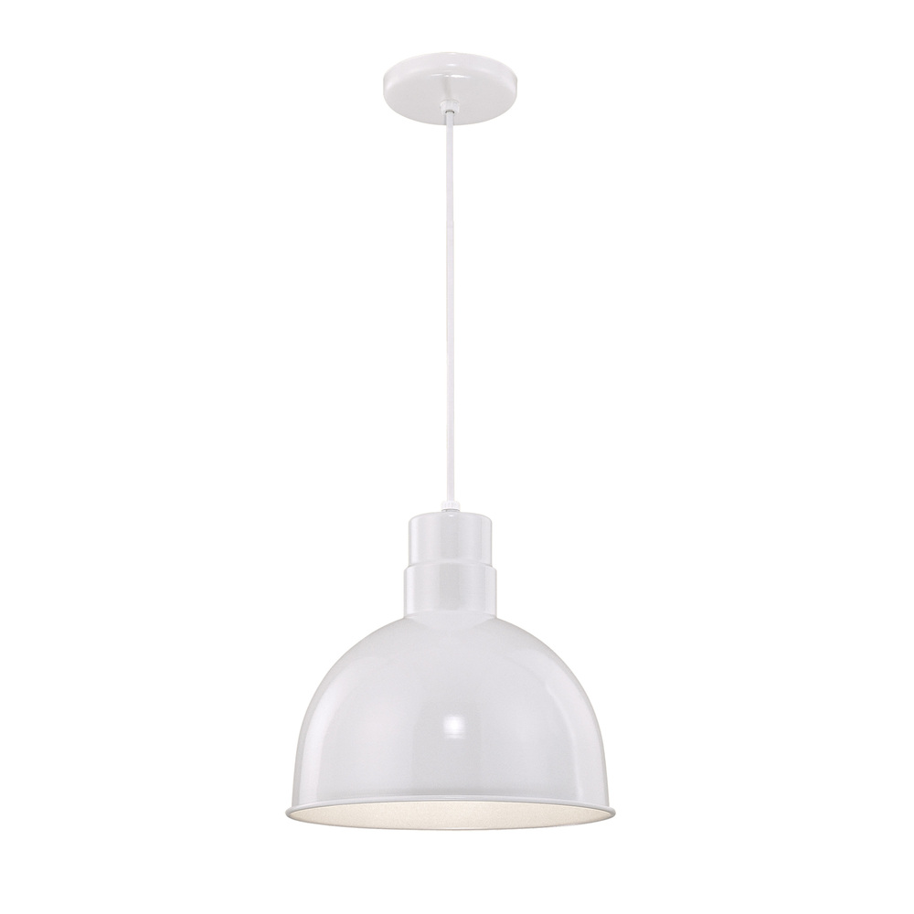 R Series 1-Light Cord Hung Deep Bowl Shade White