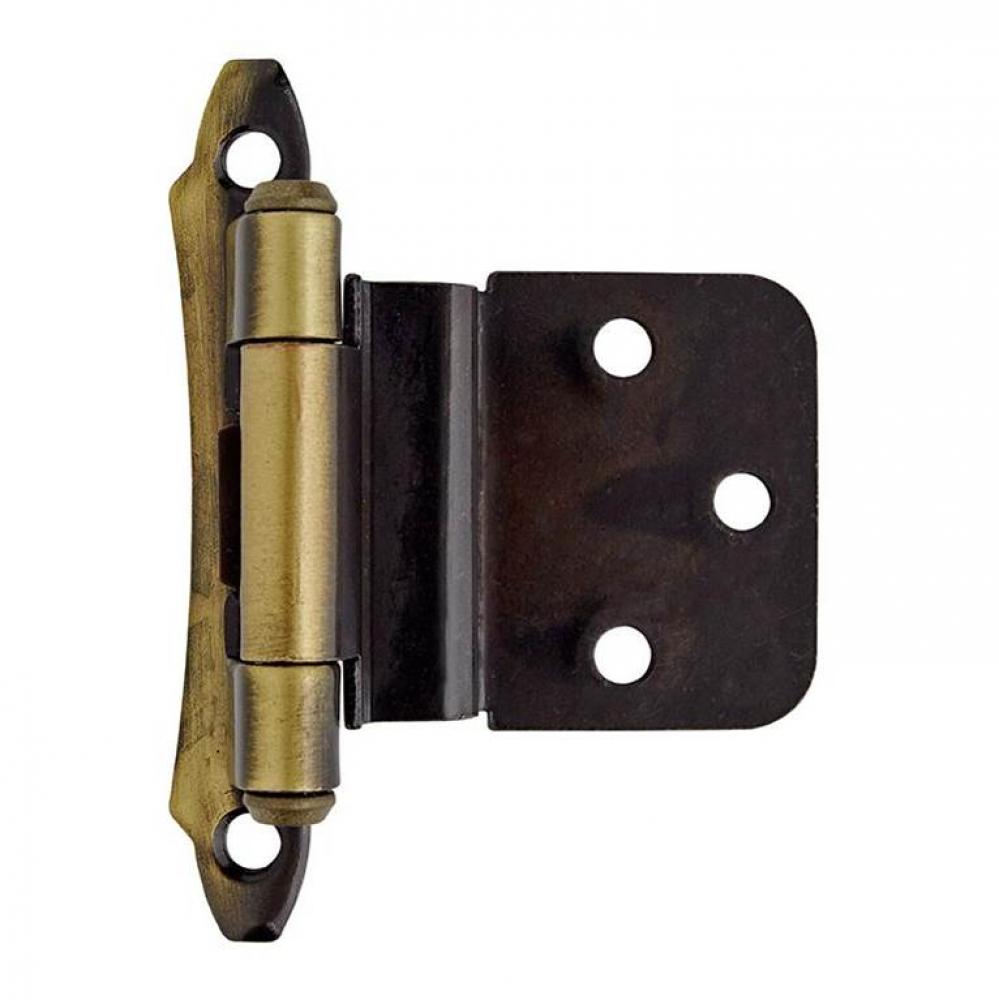 3/8in (10 mm) Inset Self-Closing, Face Mount Antique Brass Hinge - 2 Pack