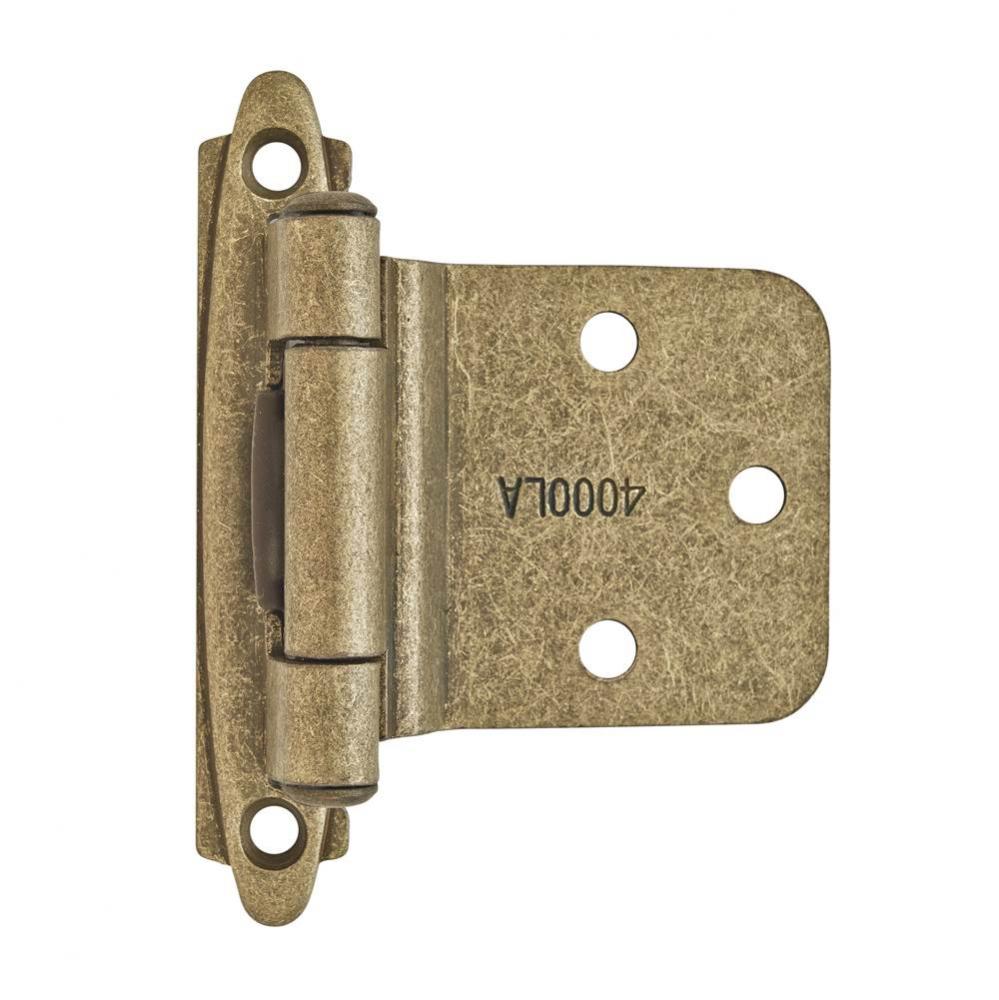 Variable Overlay Self-Closing, Face Mount Burnished Brass Hinge - 2 Pack