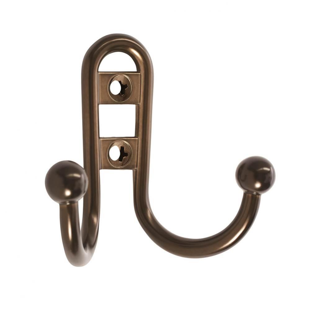 Double Prong Caramel Bronze Robe Hook