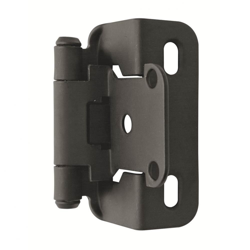 1/2in (13 mm) Overlay Self-Closing, Partial Wrap Flat Black Hinge - 2 Pack