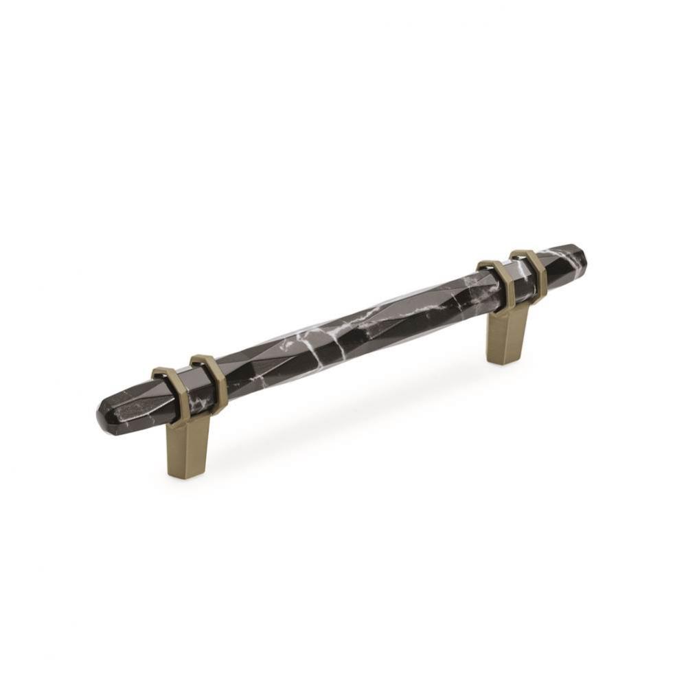 Carrione 5-1/16 in (128 mm) Center-to-Center Marble Black/Golden Champagne Cabinet Pull