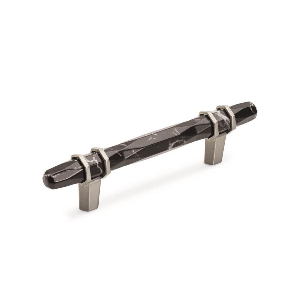 Carrione 3-3/4 in (96 mm) Center-to-Center Marble Black/Satin Nickel Cabinet Pull