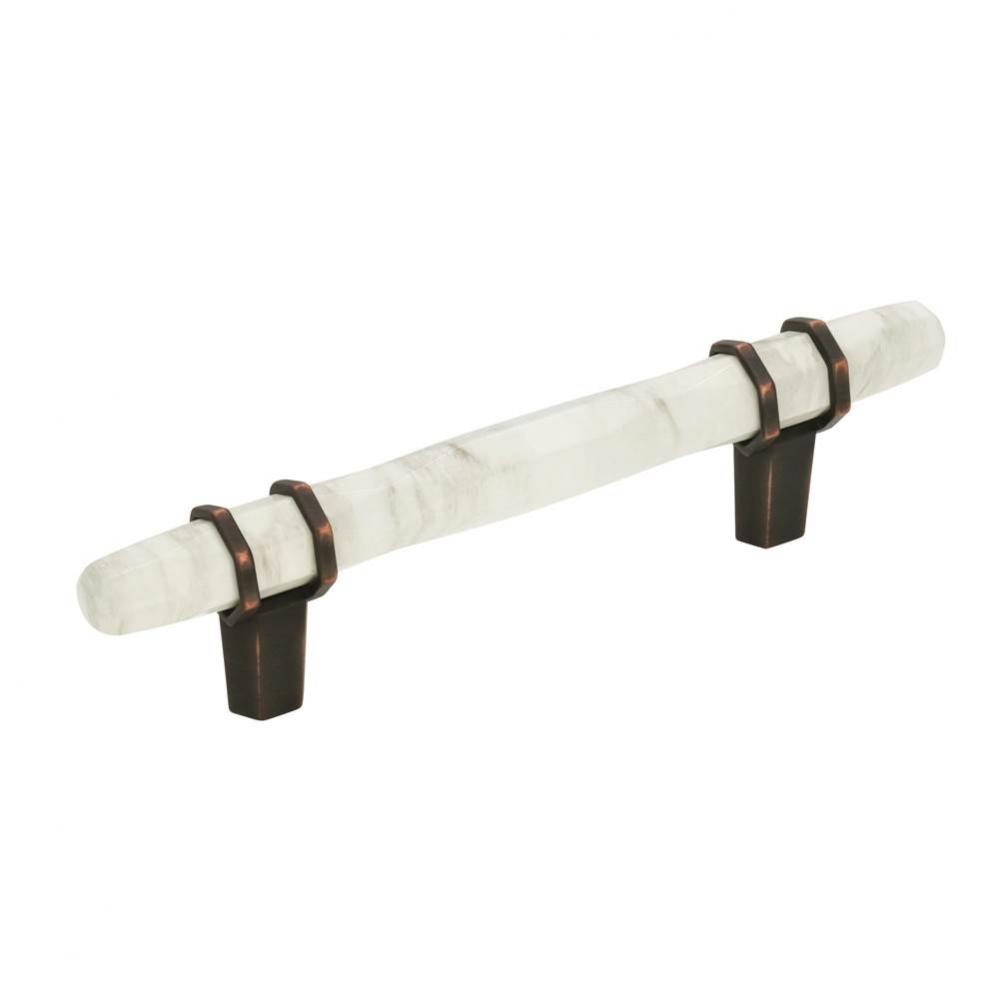 Carrione 3-3/4 in (96 mm) Center-to-Center Marble White/Oil-Rubbed Bronze Cabinet Pull