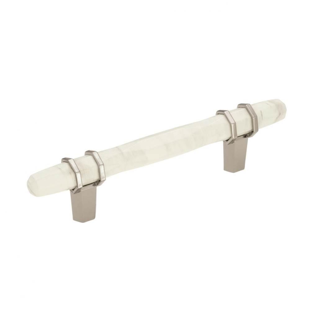 Carrione 5-1/16 in (128 mm) Center-to-Center Marble White/Polished Nickel Cabinet Pull