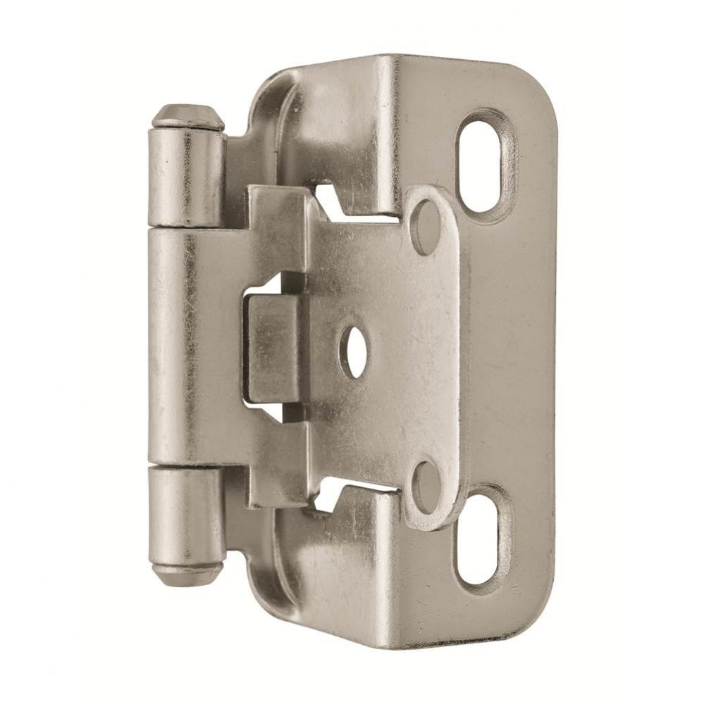 1/2in (13 mm) Overlay Self-Closing, Partial Wrap Satin Nickel Hinge - 2 Pack