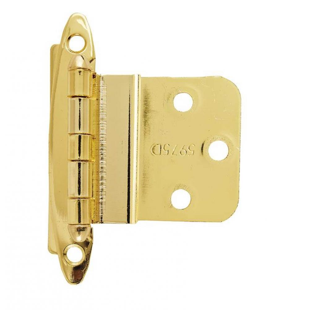 3/8in (10 mm) Inset Non Self-Closing, Face Mount Polished Brass Hinge - 2 Pack