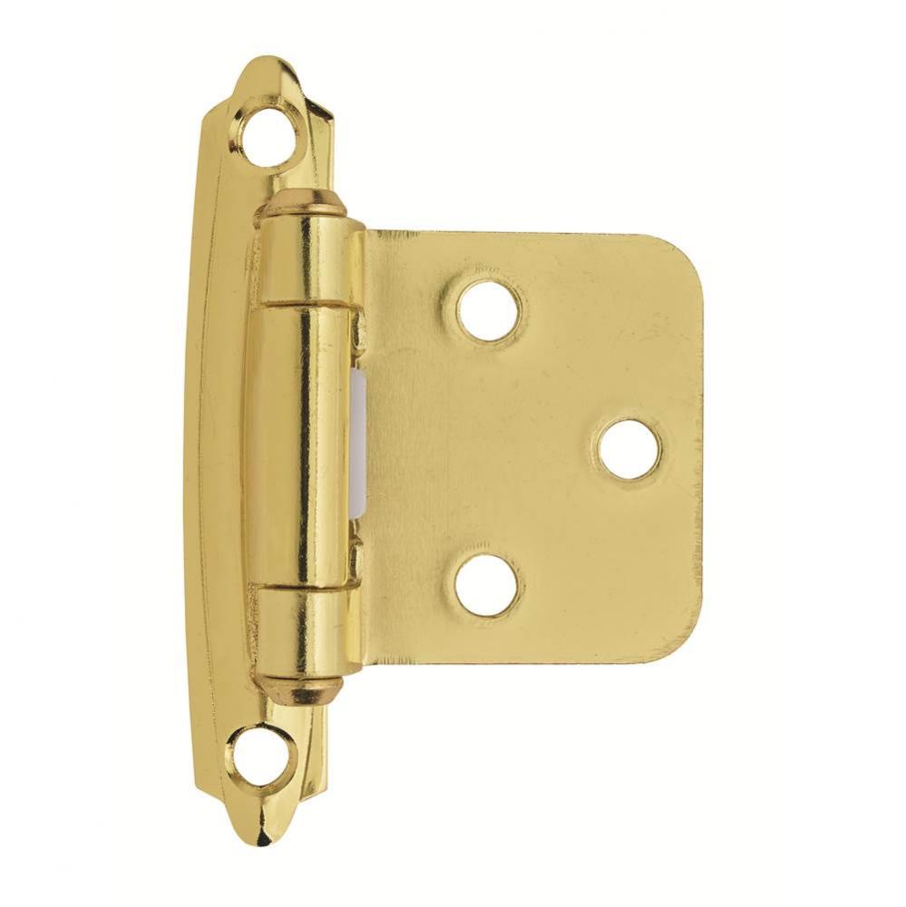 Variable Overlay Self-Closing, Face Mount Polished Brass Hinge - 2 Pack