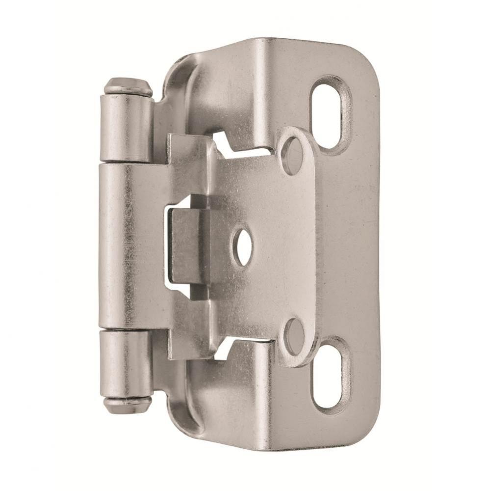 1/2in (13 mm) Overlay Self-Closing, Partial Wrap Satin Nickel Hinge - 2 Pack