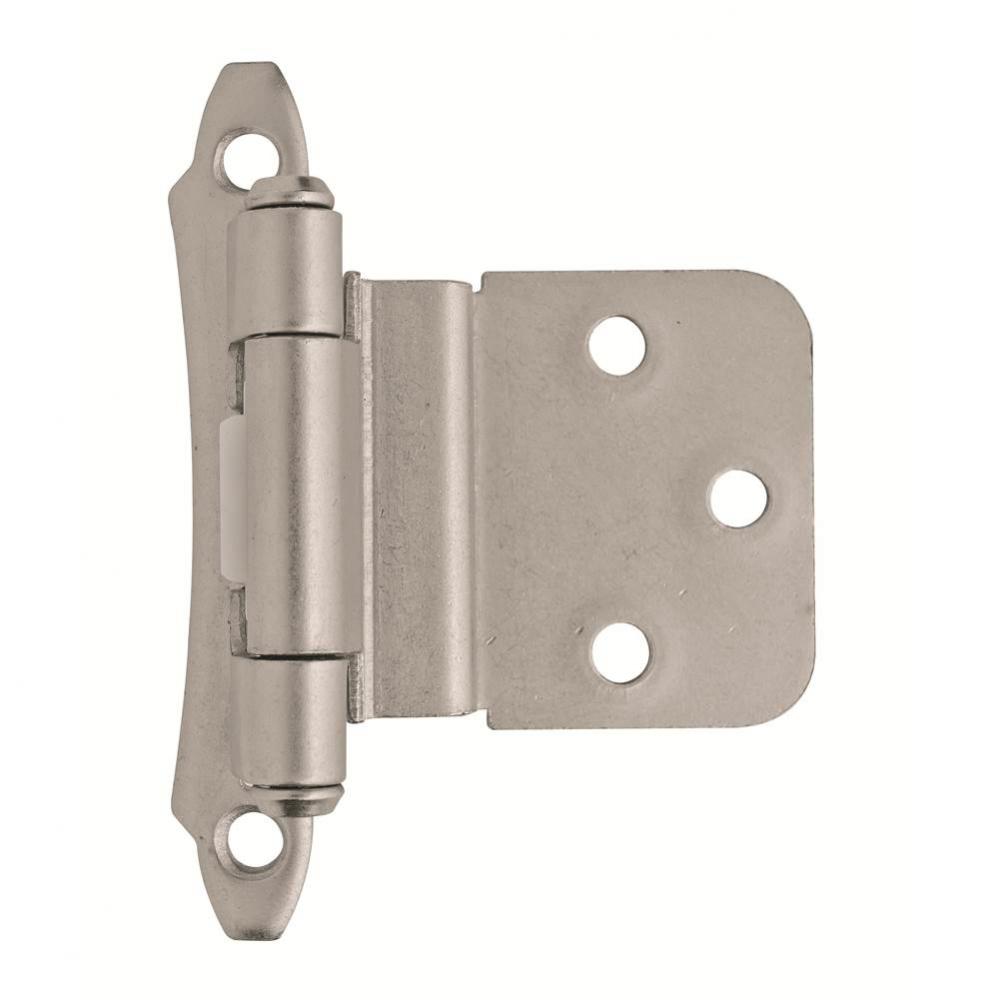 3/8in (10 mm) Inset Self-Closing, Face Mount Satin Nickel Hinge - 2 Pack