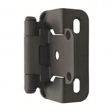 Amerock BPR7550FB - 1/2in (13 mm) Overlay Self-Closing, Partial Wrap Flat Black Hinge - 2 Pack