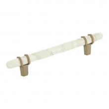 Amerock BP36649MWBBZ - Carrione 5-1/16 in (128 mm) Center-to-Center Marble White/Golden Champagne Cabinet Pull