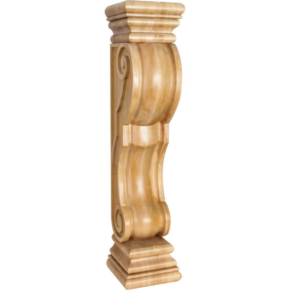 8'' W x 8'' D x 36'' H Alder Rounded Scroll Fireplace Corbel