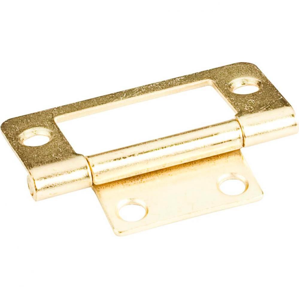 Polished Brass 2'' Fixed Pin Flat Back Non-Mortise Hinge