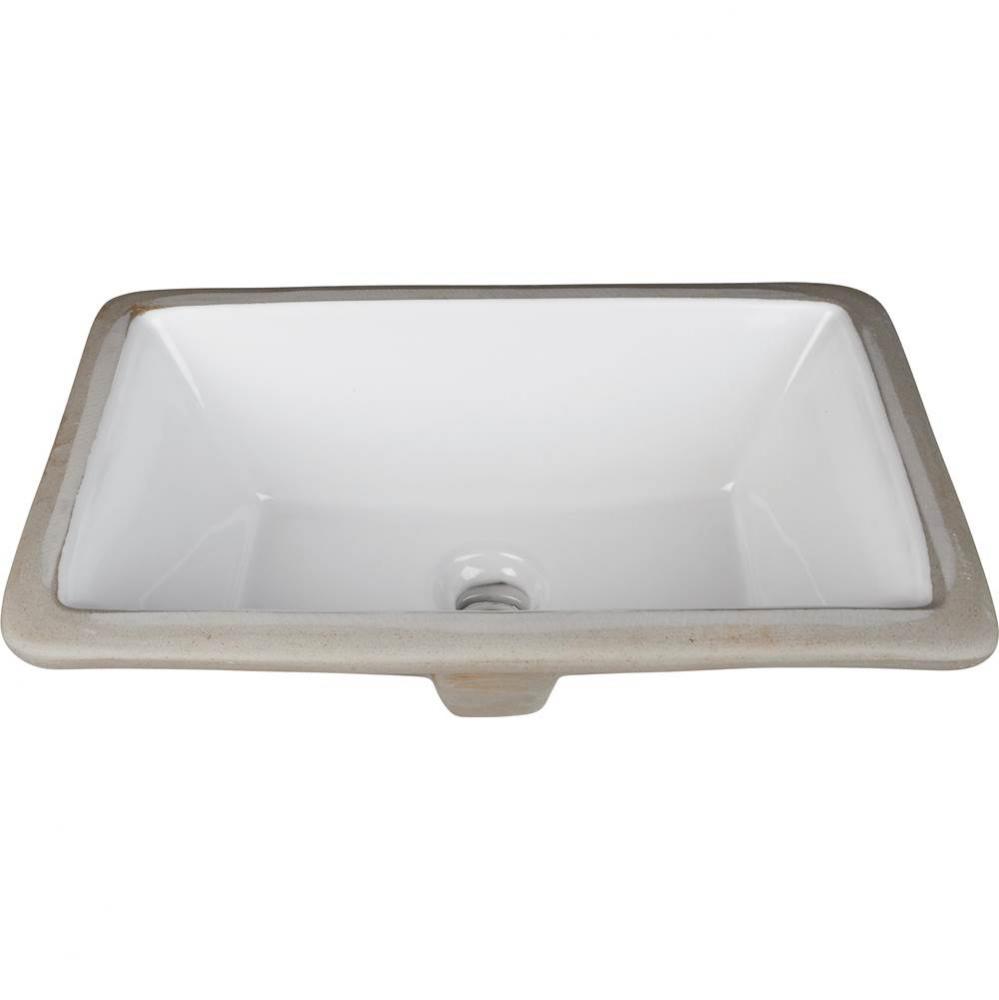 16'' L x 9-7/8'' W White Rectangle Undermount Porcelain Bathroom Sink With Ove